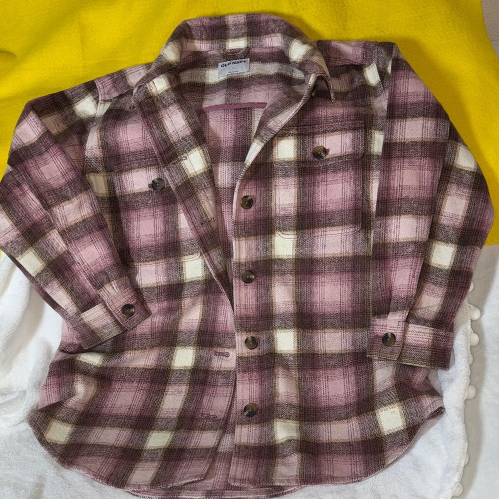 Old Navy Pink and Brown Checkered Shirt